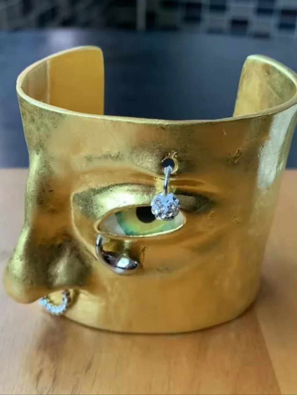 Schiaparelli Inspired Surrealist Face Cuff • Luxury Statement Jewelry